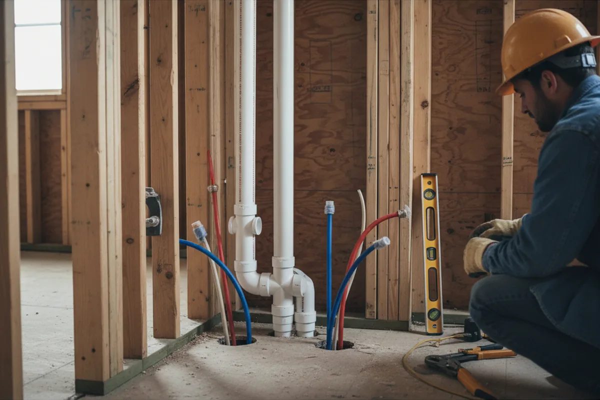 Drain and supply rough-in during Garbage Disposal Repair in West Hollywood